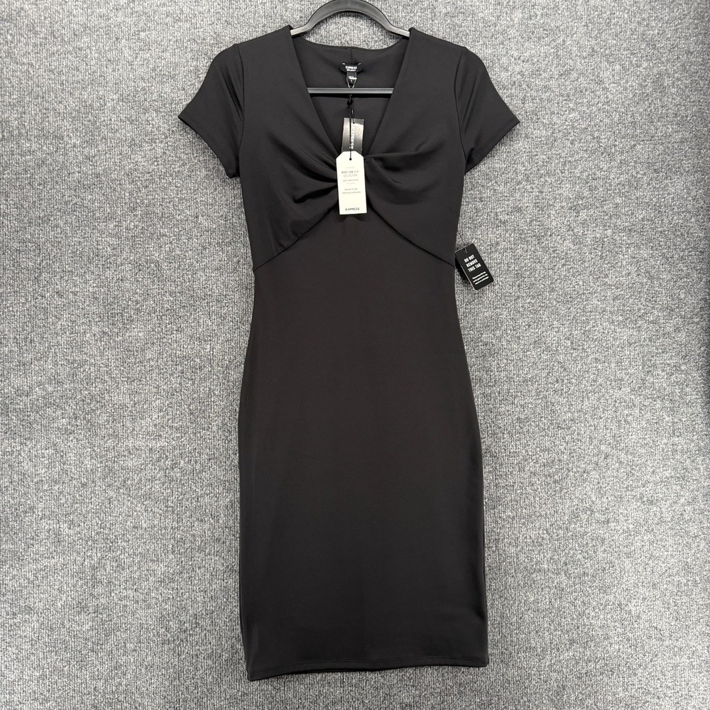 Express Dress Womens XS Black Body Contour Bodycon Evening Old Money Classic